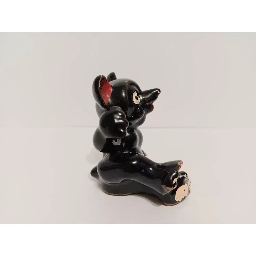 Bear Figurine Redware Black Figurine Home Country Farmhouse Vintage Decor 2